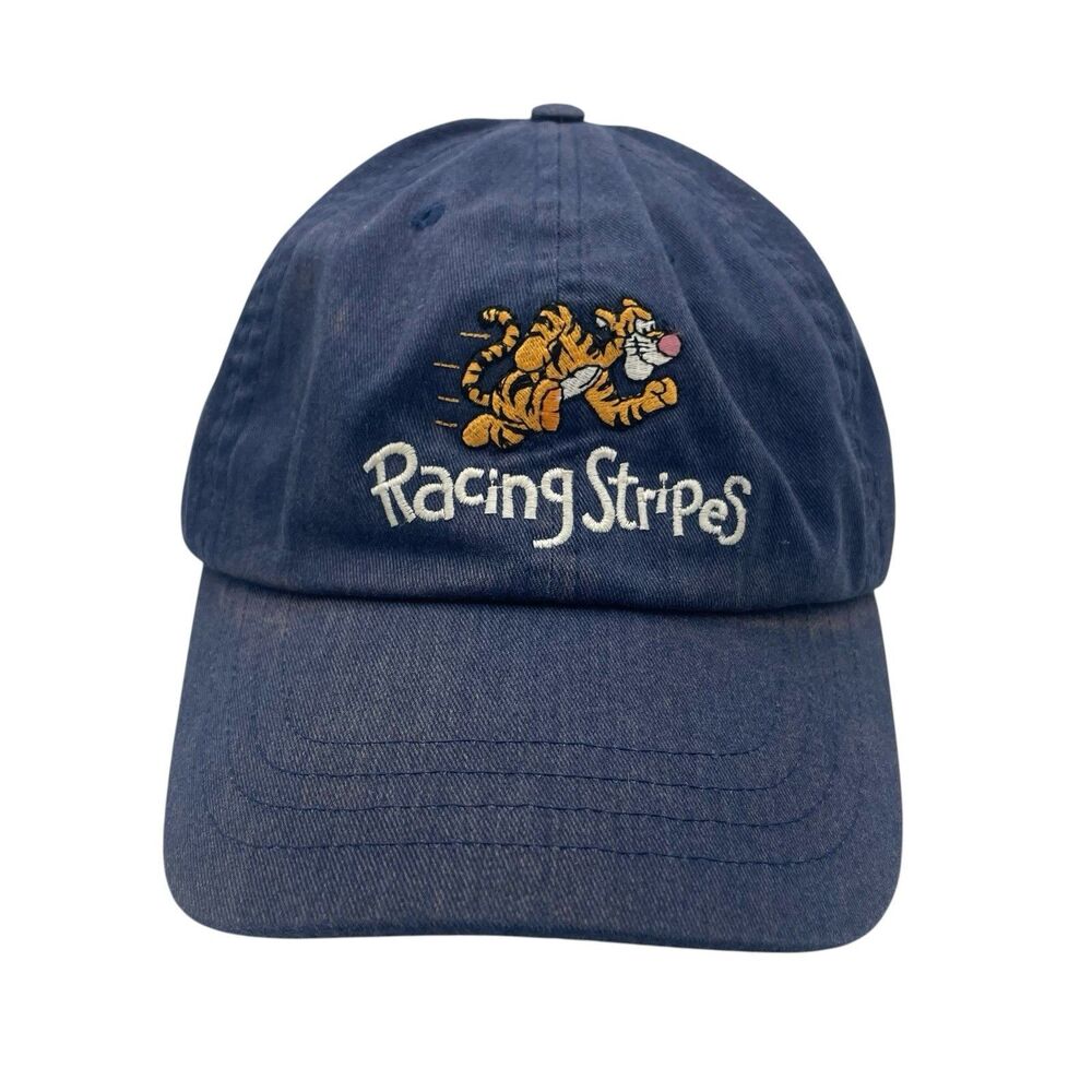 Vintage Tigger Hat Cap Strapback Navy Blue Walt Disney World Racing Stripes 90s